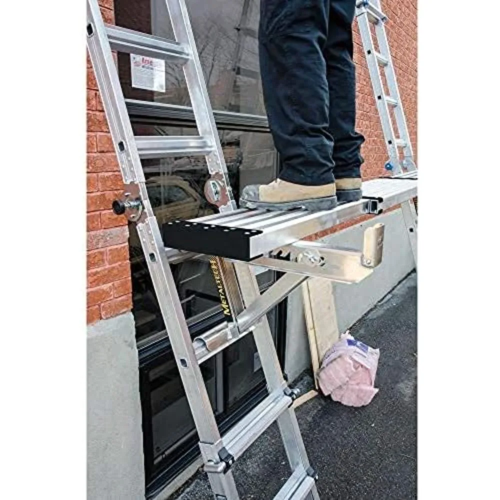 Aluminum Telescoping Plank Board, 10 to 17-ft. Adjustable Work Platform for Step Ladders and Sawhorses