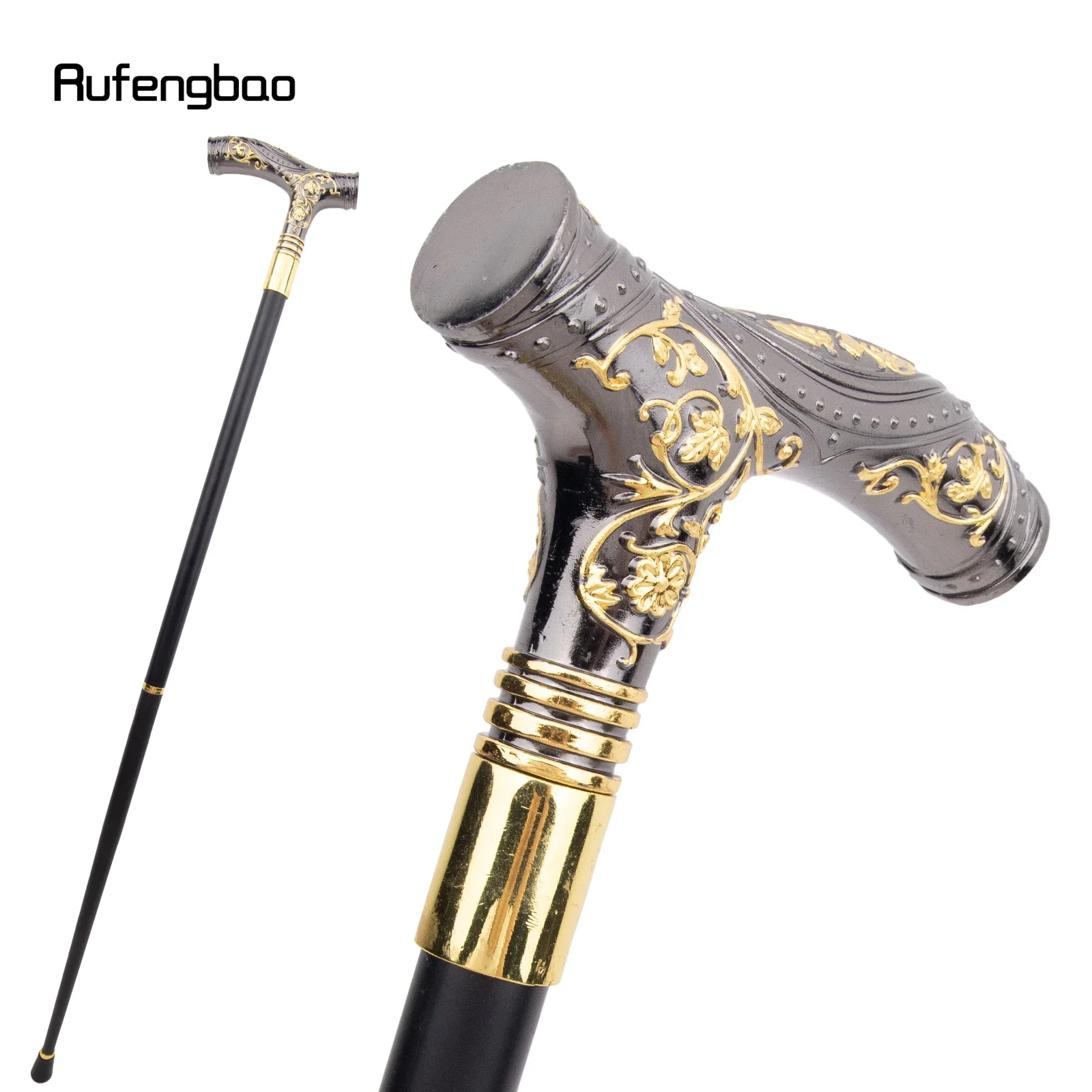 Golden สีดําหรูหราดอกไม้ Handle แฟชั่นคอสเพลย์เดิน Stick สําหรับตกแต่งเดิน Cane Elegant KNOB Crosier KNOB 94 ซม