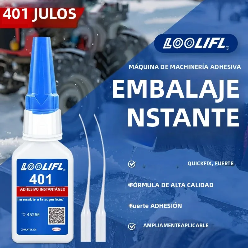La nueva actualización del 401 súper poderoso pegamento seco de 3 segundos, adecuado para la fabricación industrial y el mantenimiento de automóviles. Excelente adherencia y fácil de usar.