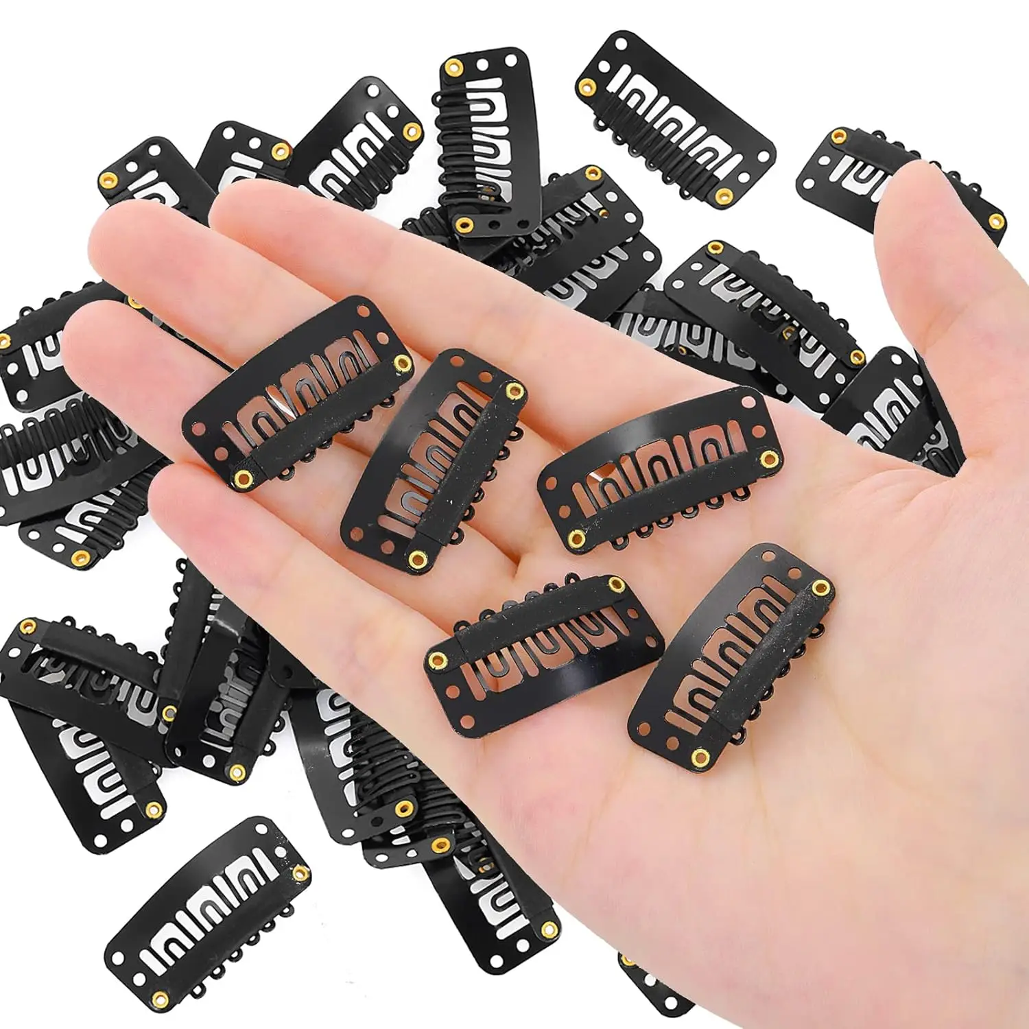 Clip per parrucca a scatto da 20-200 pezzi Clip per estensione dei capelli a forma di U a 6 denti per proteggere la parrucca con clip per parrucca in gomma siliconica