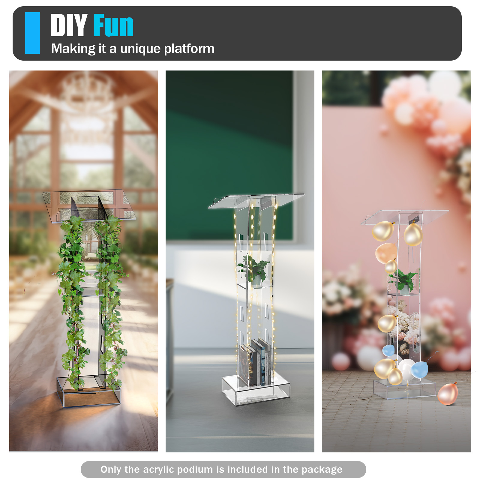 LED Klare Kanzel Präsentationspodium Rednerpult Podium Christliches Rednerpult Lucite Kirche Acrylkanzel