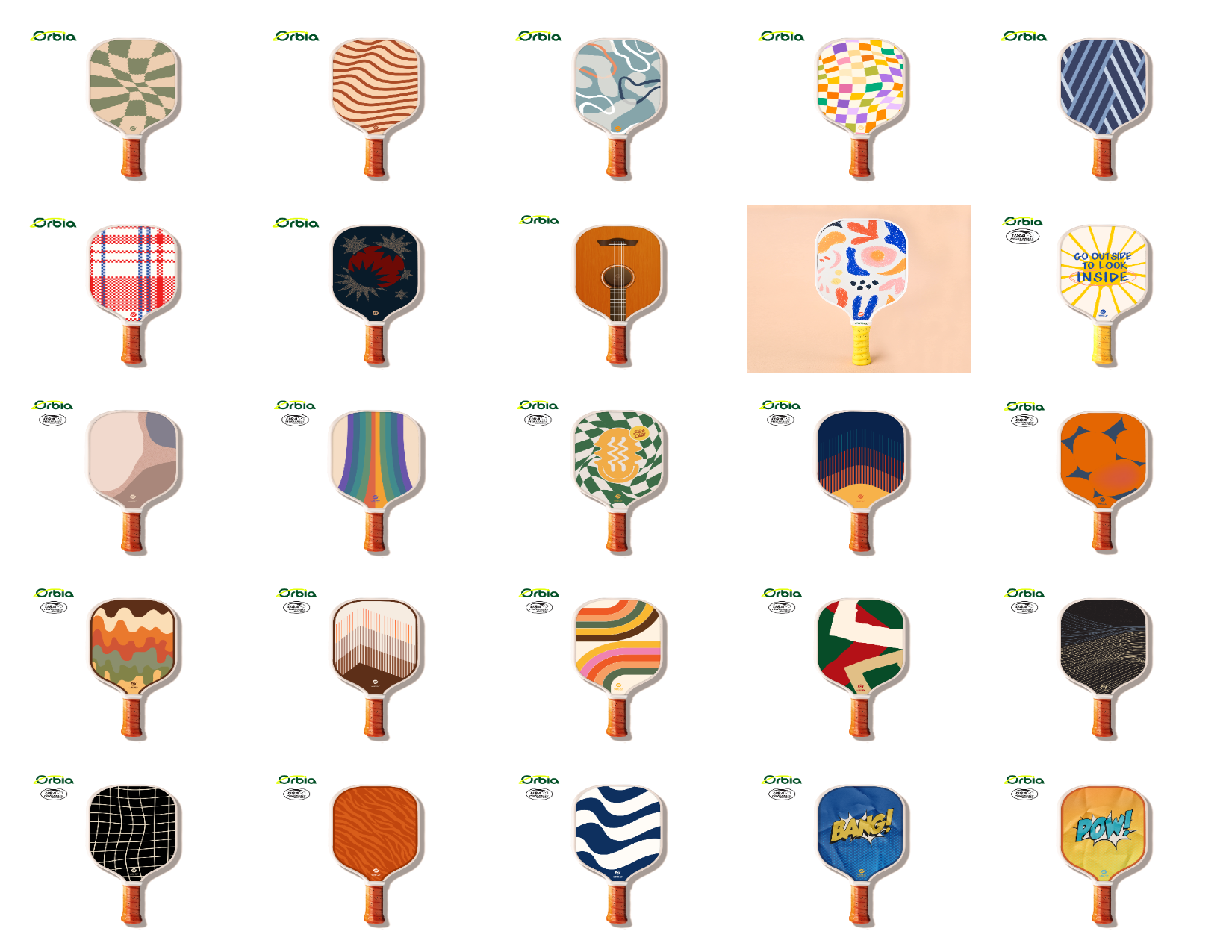 Спортивное весло Orbia для пиклбола из стекловолокна с логотипом на заказ, весло для пиклбола Textrue Graphic Pro 16 мм