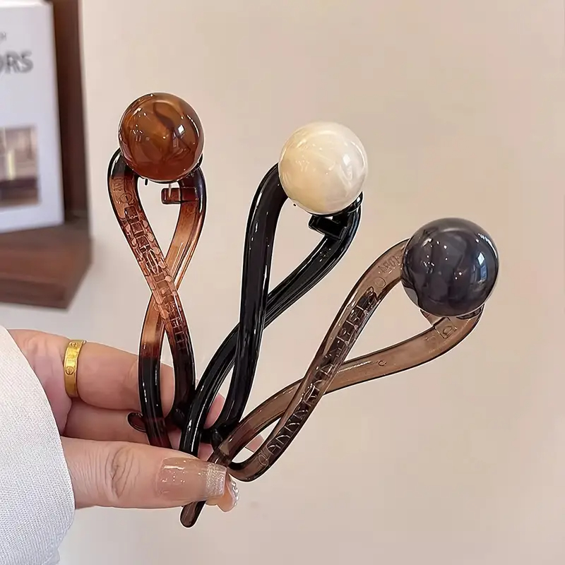 Vintage Kaffee-Acryl-Perlen-Haifisch-Clip, French Twist, rutschfest, mehrfarbig, weiblich – nur, Frauentagsgeschenk ist bevorzugt!