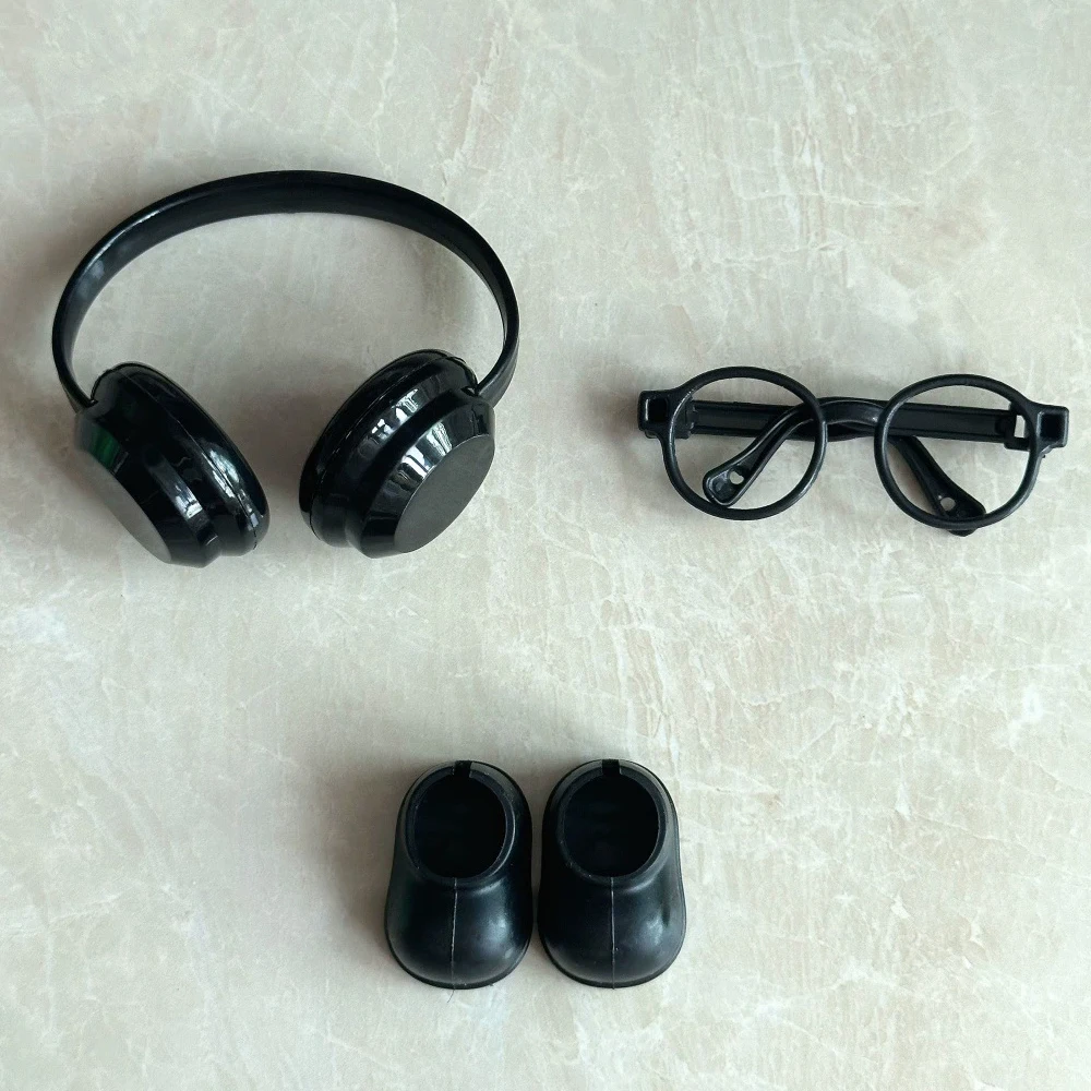 Diy acessórios de boneca de pelúcia para labubu v1 v2 v3 sapatos sem lentes óculos elegante conjunto de fone de ouvido de plástico presente de aniversário sem bonecas