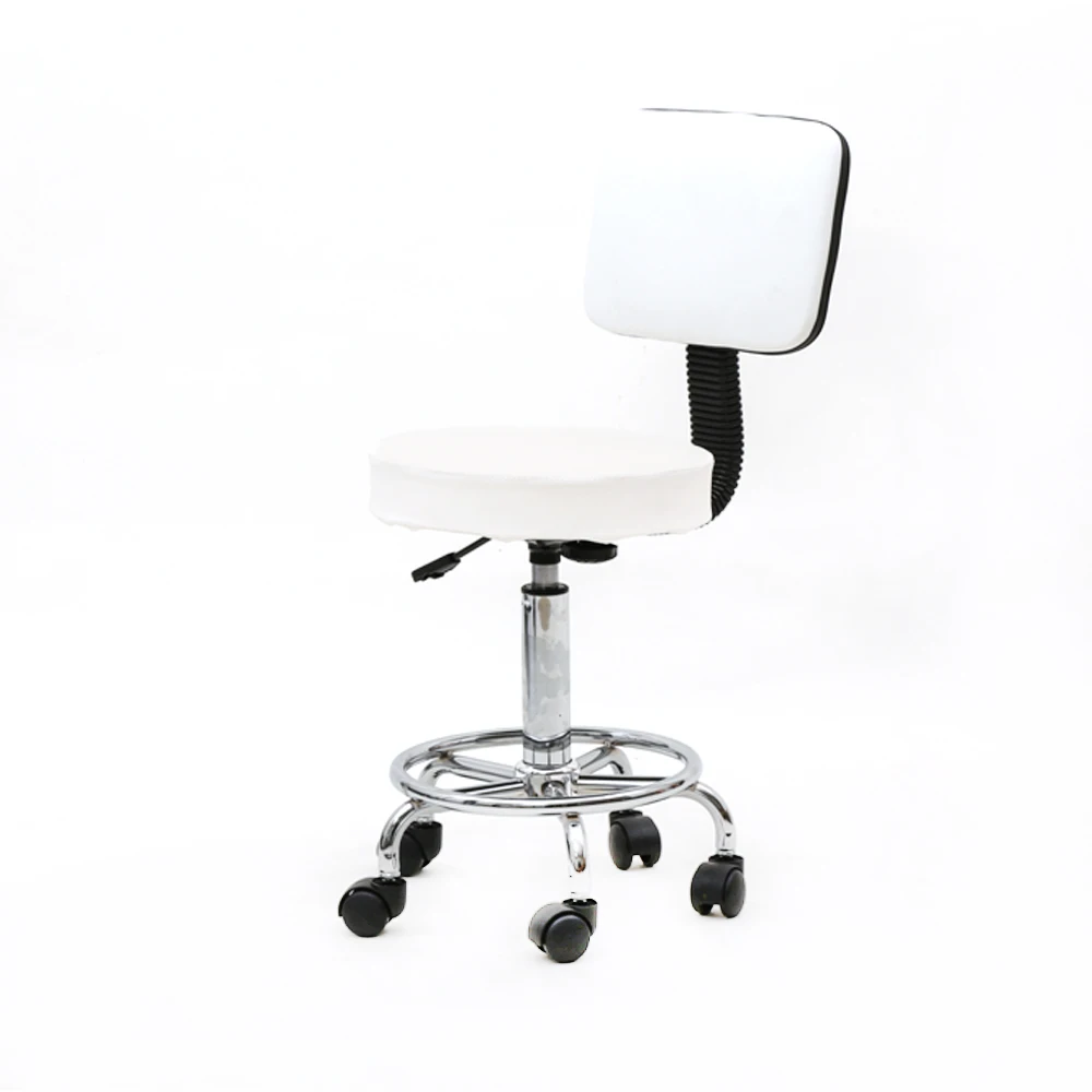 Drehbarer Bürhocker in runder Form, verstellbar mit Rückenlehne und Rollen, Salonhocker für Bar, Zuhause, Schönheit, Rückenlehne, Stuhl, Büro ﻿