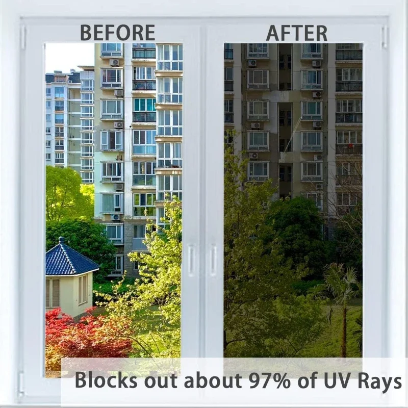Raamprivacyfilm One Way Daytime Privacy Statisch vastkleven Zonblokkering Anti UV Reflecterende spiegelraamtint voor thuis en op kantoor