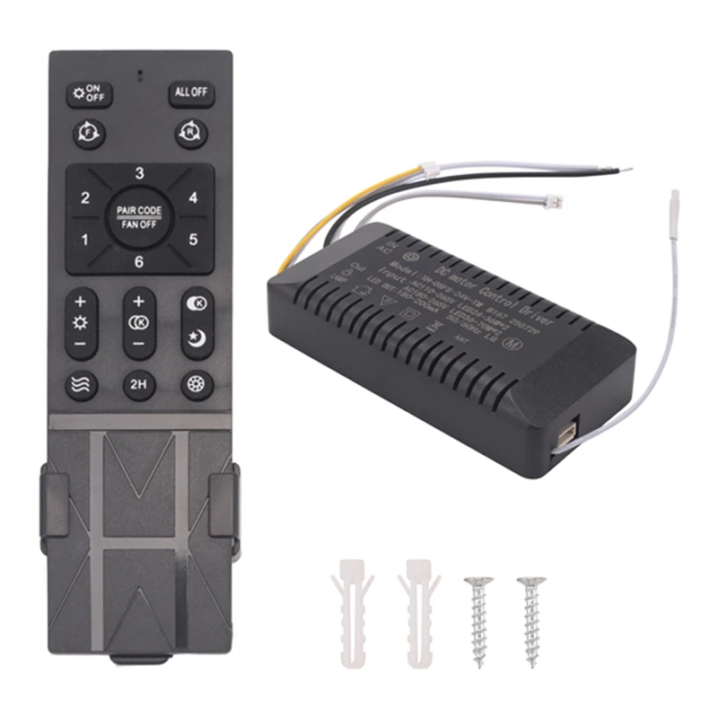 Kit de controle remoto para ventilador de teto ABWZ com 6 configurações de velocidade, controle remoto de ventilador de teto de substituição, controles de escurecimento, 110-265V