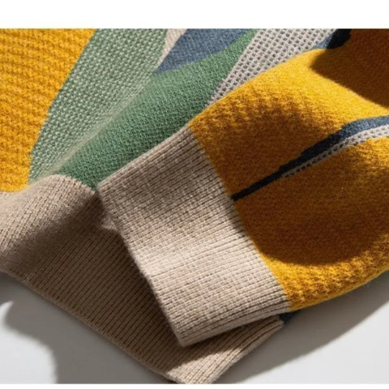 Jersey con cuello redondo para hombre, camisa informal estampada, elegante, de punto, estilo Retro, a la moda, para otoño e invierno, 2024