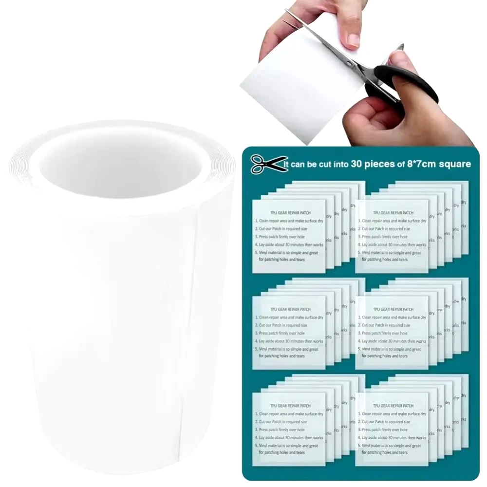 DIZETION 1 rolo kit de remendos de reparo fita tpu remendos de reparação para brinquedo inflável piscina flutuador tenda colchão de ar capa de chuva