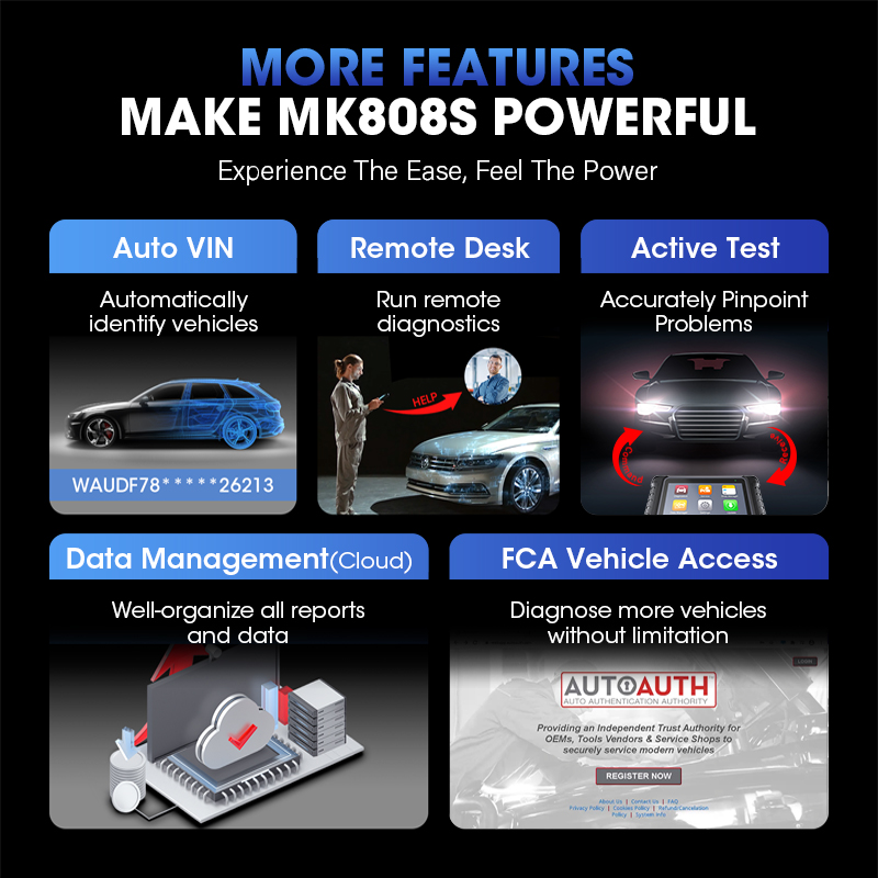 Autel MK808S Auto-Diagnosetool, Kfz-Codeleser, OE-Diagnose aller Systeme, bidirektionaler OBD2-Scanner PK MX808S