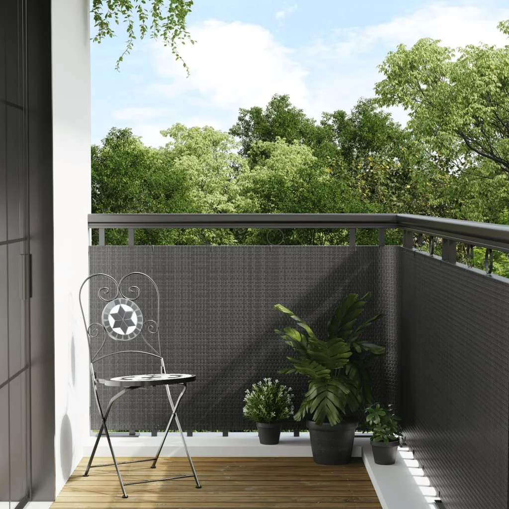 Paravent De Balcon Anthracite 300X90 cm Kahine Tressée