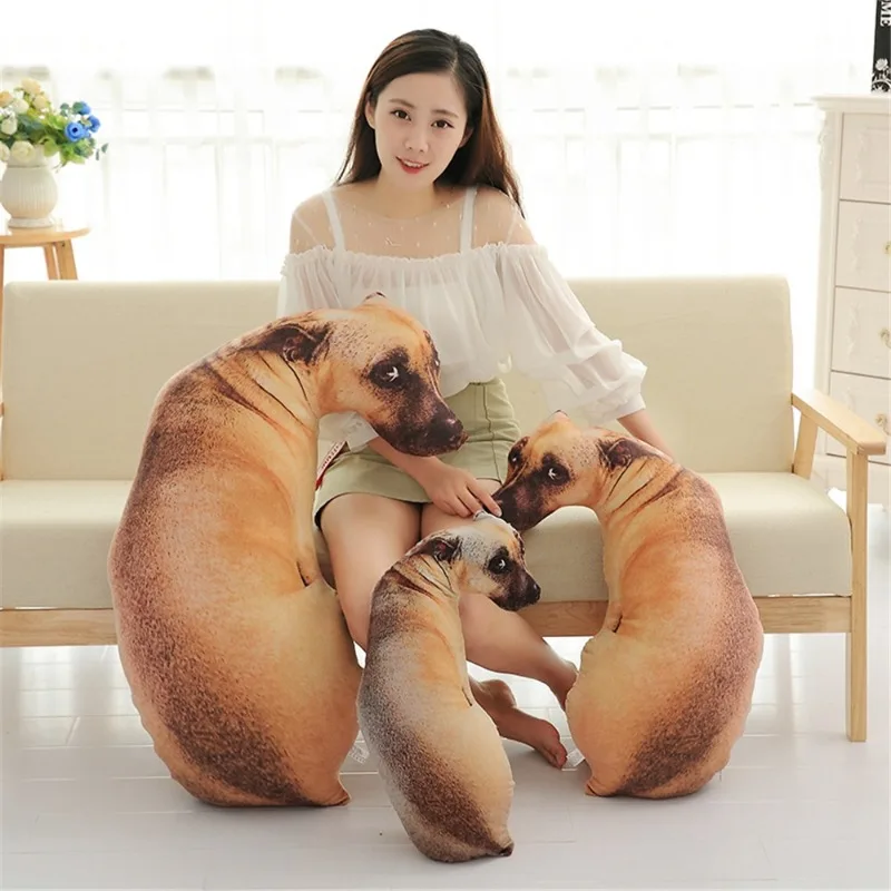 สุนัขขนาดใหญ่หมอน Plush น่ารักสมจริงตุ๊กตาเบาะสุนัขโซฟาตกแต่งหมอน Sleeping เก้าอี้กลับเบาะตกแต่ง