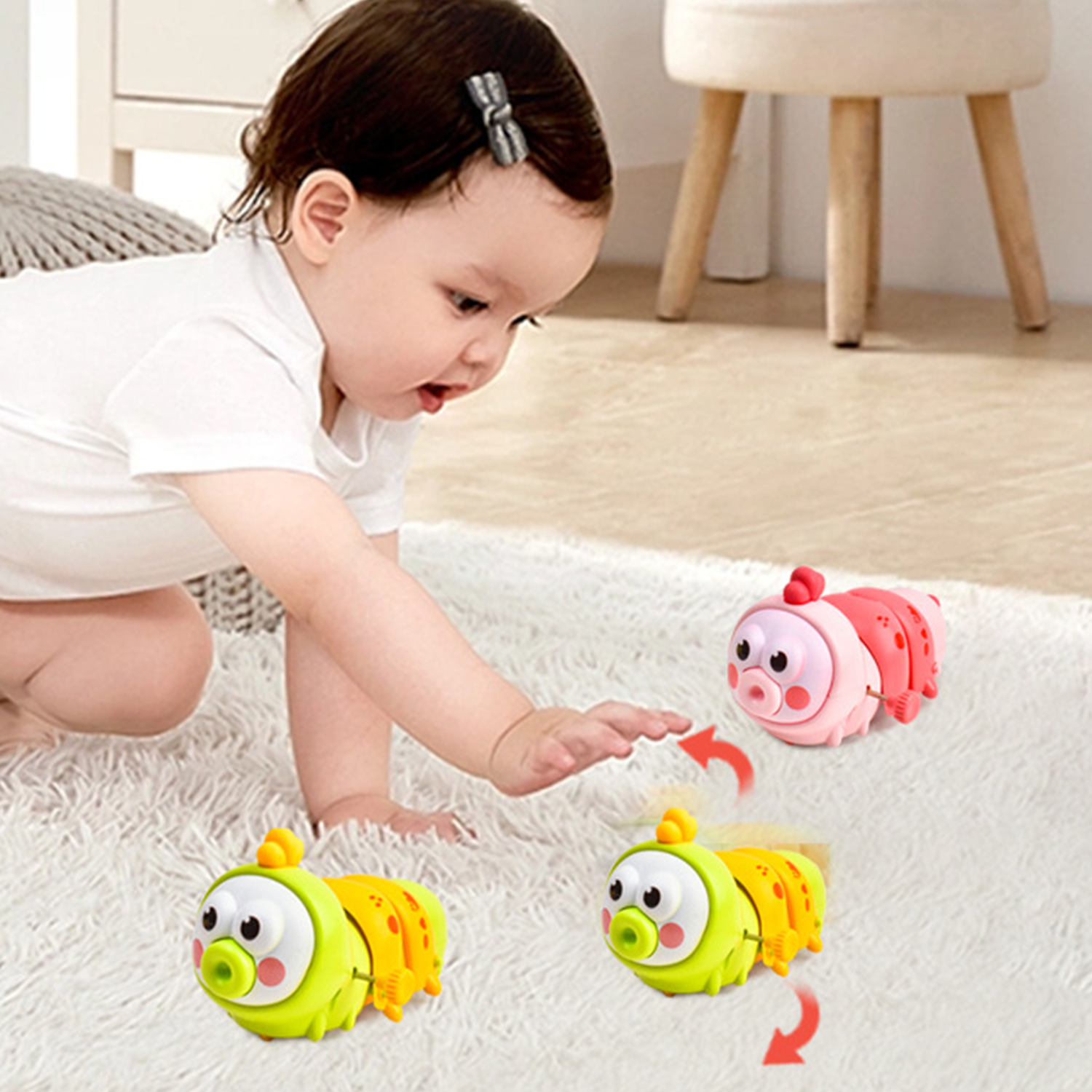 Chain up colored caterpillar children's toys, clockwork cartoon cute parent-child interactive toys