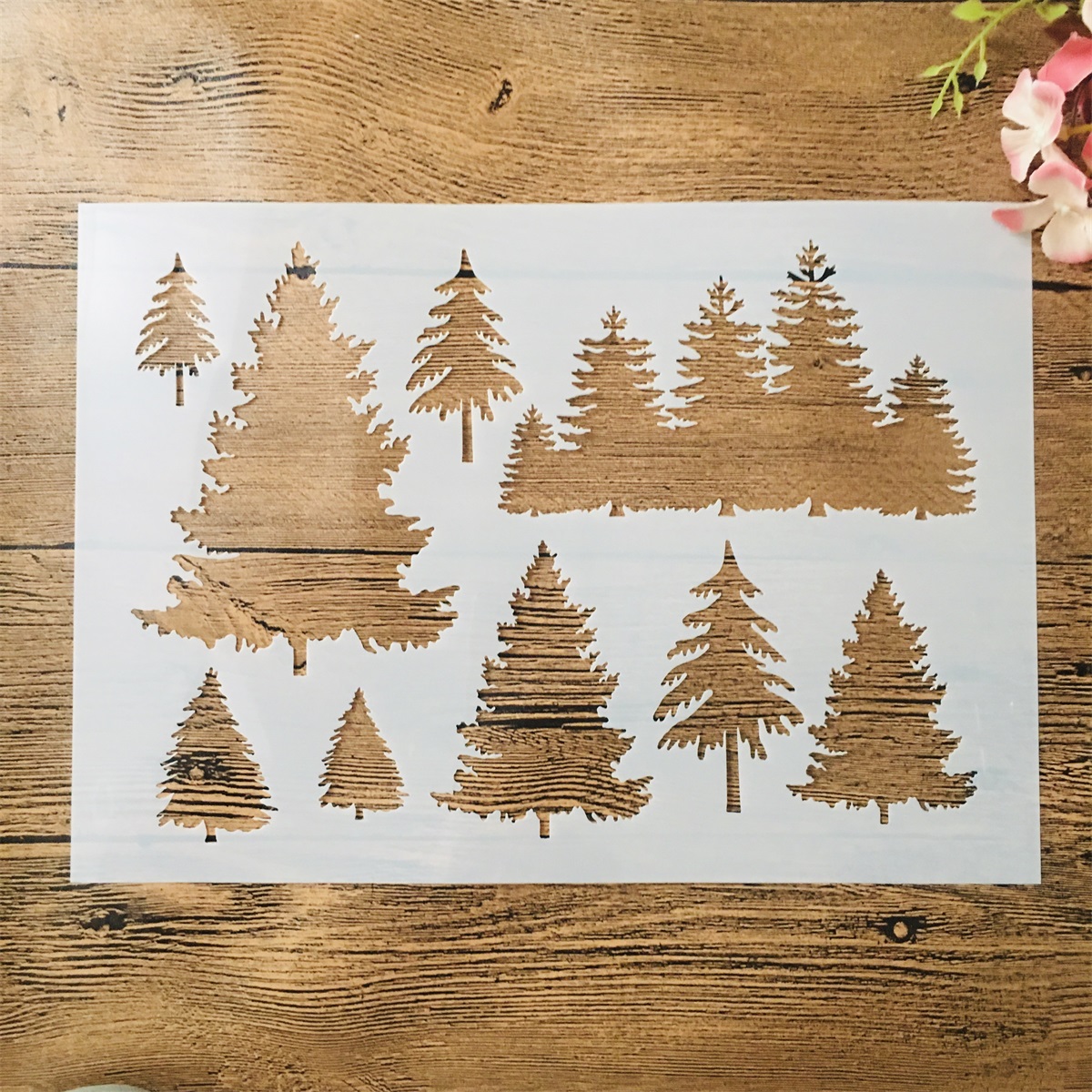 A4 29*21Cm Rừng Cây Thông Tự Làm Lớp Dựng Stencils Tranh Treo Tường Sổ Lưu Tô Màu Nổi Album Trang Trí Bản Mẫu