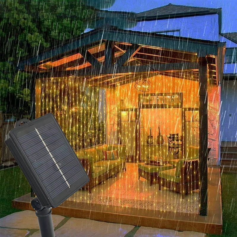 銅線LEDソーラーカーテンライト,屋外照明,フェアリーライト,庭,パーティー,パティオ,テラス,キャンプの装飾用