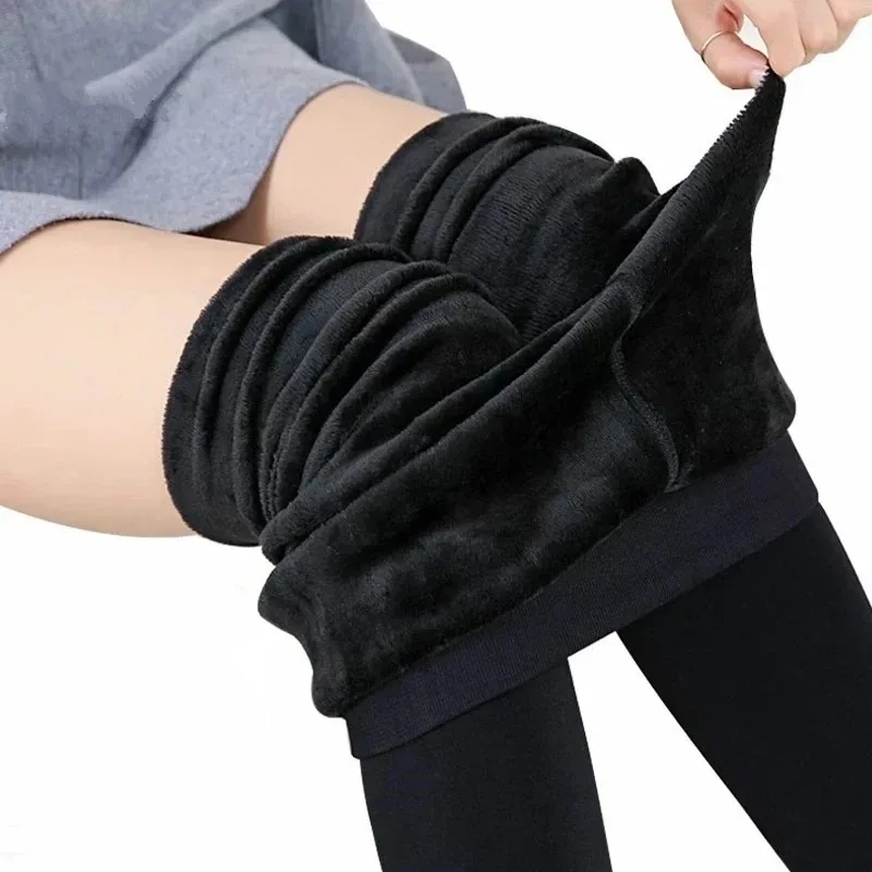 3-2-1 คู่ผู้หญิงฤดูหนาว WARM Binding เอวสูงกํามะหยี่สีทึบผู้หญิงหนากํามะหยี่สบายๆยืด