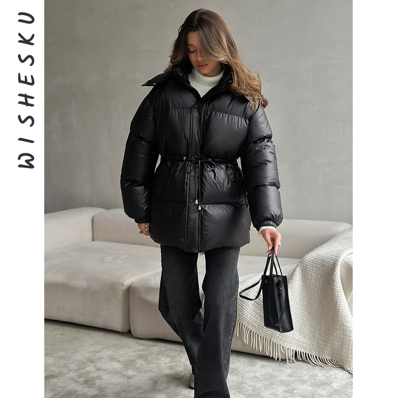 2025 nova moda quente acolchoado jaqueta feminina inverno parkas manga longa com capuz pão roupas de algodão feminino jaqueta grossa outerwear