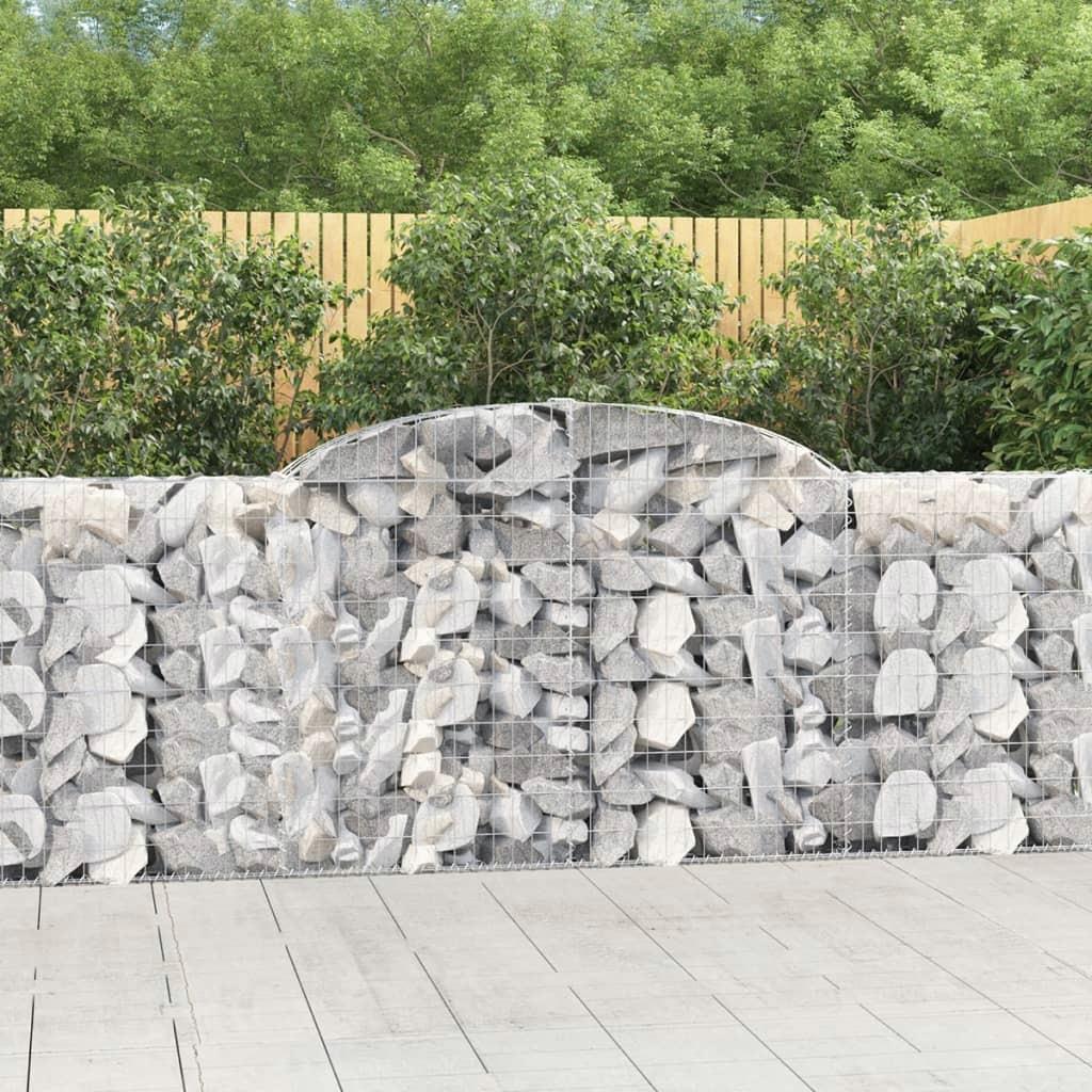 Cestini Gabion Arco Curvo Set di 25 Acciaio Rivestito Zinco 300x30x100120cm Supporto Paesaggio Giardino