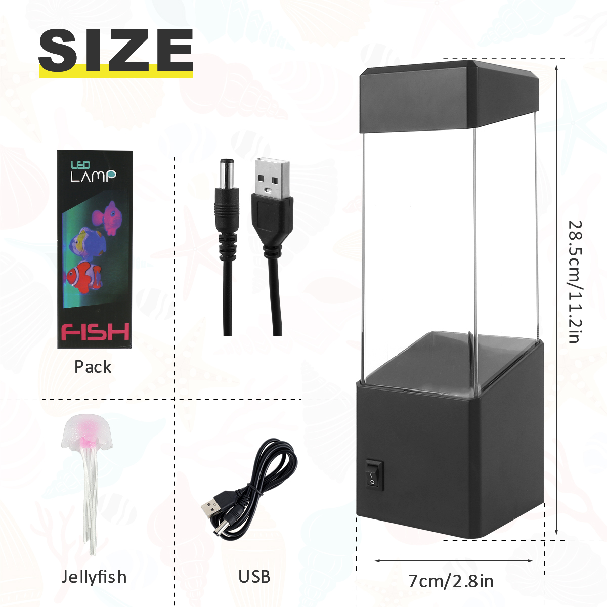 Led Jellyfish Lamp Usb/Battery Operated Jellyfish Night Light Multi-Color Changing Aquarium Tank Lamp Decorative Simulated