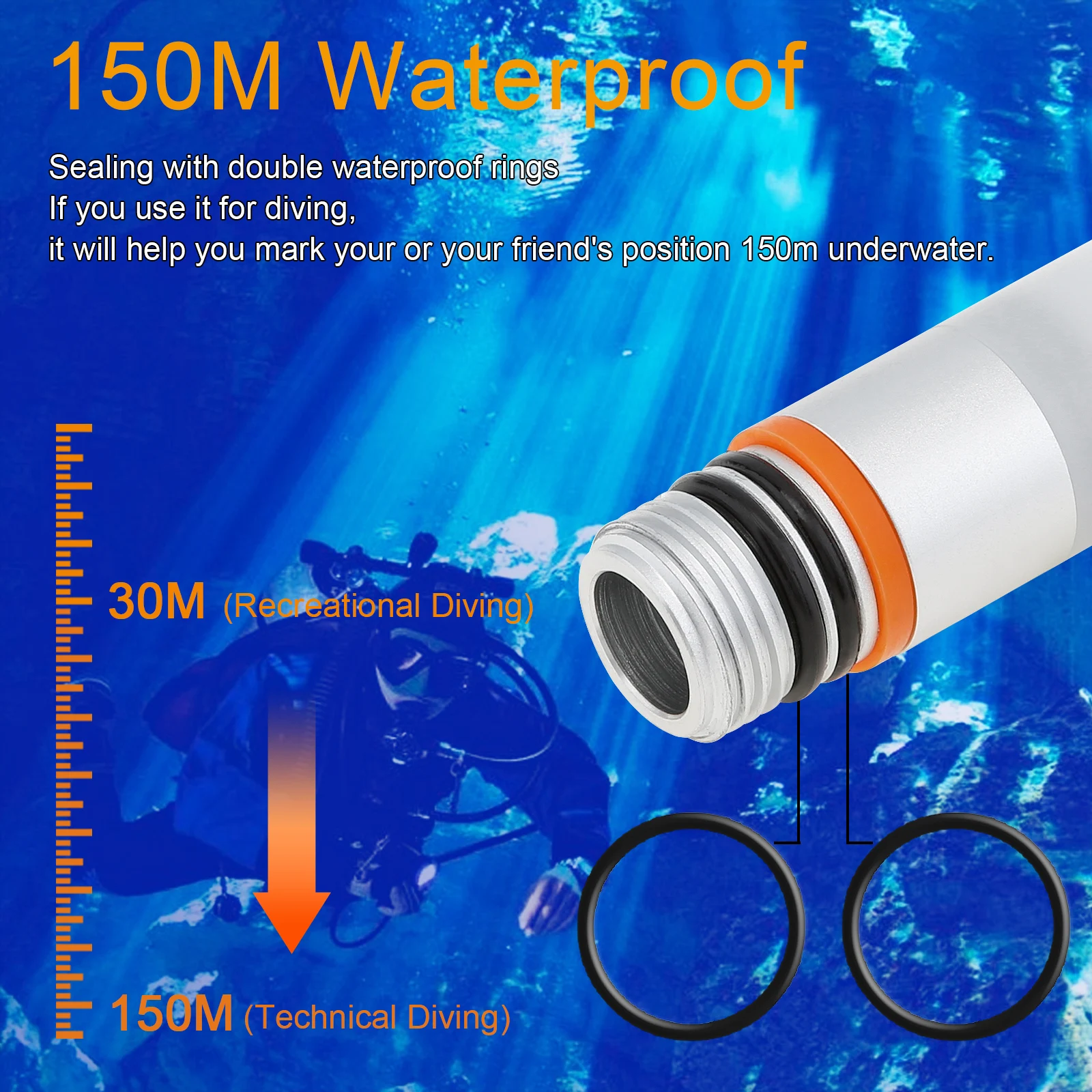Mini Underwater 150M Scuba Dive Strobe Beacon Diving Signal Light with AAA Battery Night Dive Flashing Marker Light