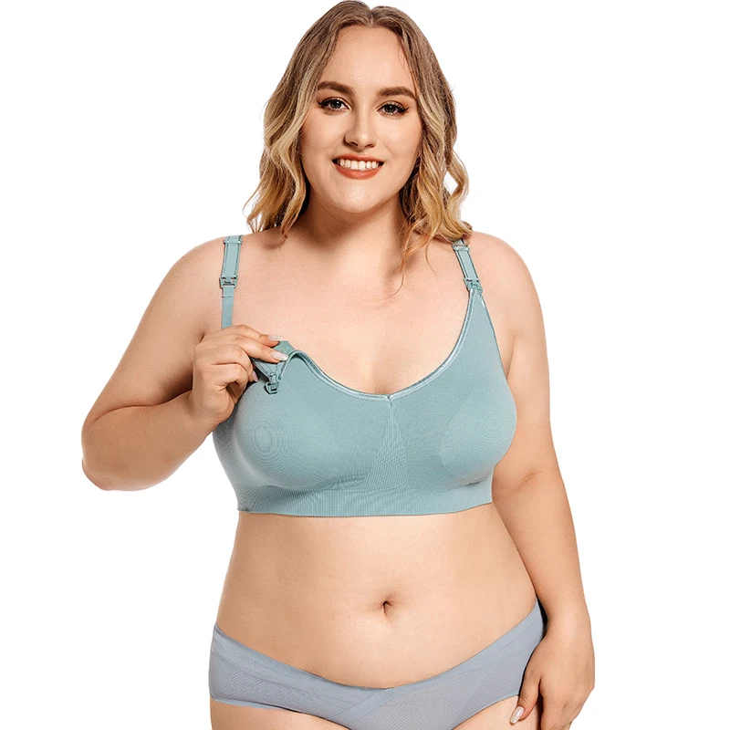Plus Size Wireless Maternity Bra Front Open Gather Together Prevent Sagging Seamless 3D Breathable Comfortable Breastfeeding Bra