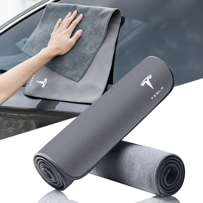 Car Wash Microfiber Towel Auto Emblem Cleaning Drying Rag Cloth Auot for Tesla Model 3 S Y X  2021 2022 2023 Car Roadster Bonina