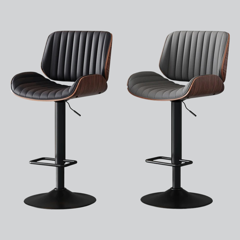 Taburetes de Bar ajustables negros, Taburetes de Bar modernos y elegantes comerciales giratorios, Taburetes ergonómicos de madera maciza Para Barra, muebles