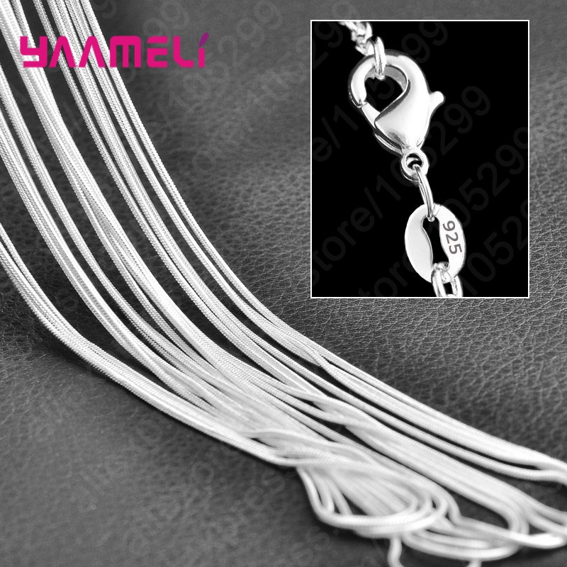 10PCS ขายส่ง Pure 925 Sterling Silver Charm สร้อยคอสร้อยคอ Link Chain เครื่องประดับแข็งแรงเรียบ Clasps กุ้งก้ามกราม16-30นิ้ว