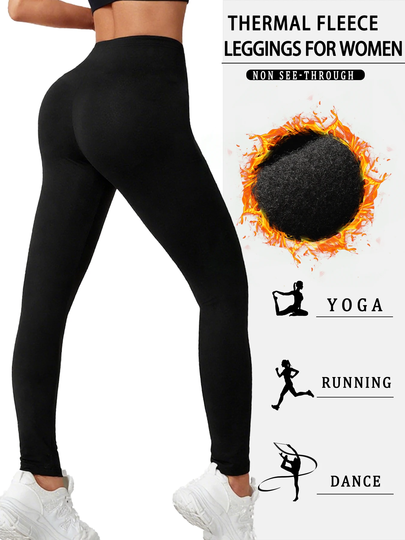 Women's thermal fleece lined leggings. Super soft Low Rise design perfect for yoga, running and cold weather activities