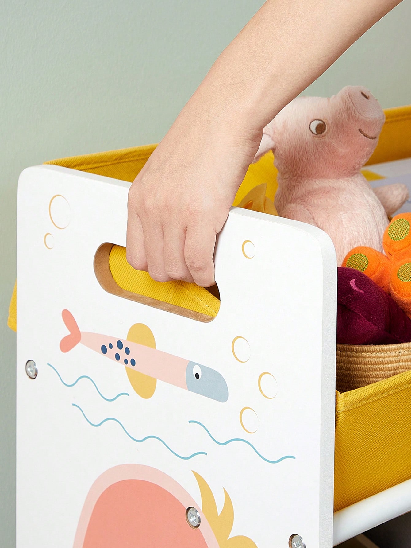 SONGMICS Scaffale per giocattoli con 12 contenitori in tessuto, organizer per libri per bambini, contenitore per sala giochi, multiuso, bianco