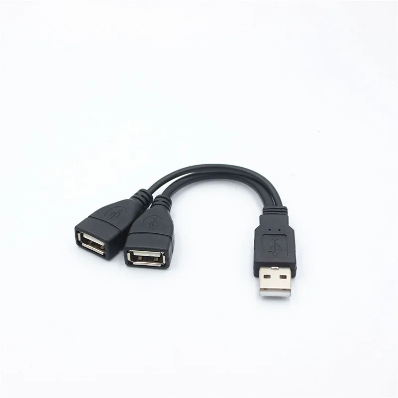 1 enchufe macho a 2 enchufes hembra USB 2,0 línea de extensión Cable de datos adaptador de corriente convertidor divisor Cable USB 2,0 15/30cm