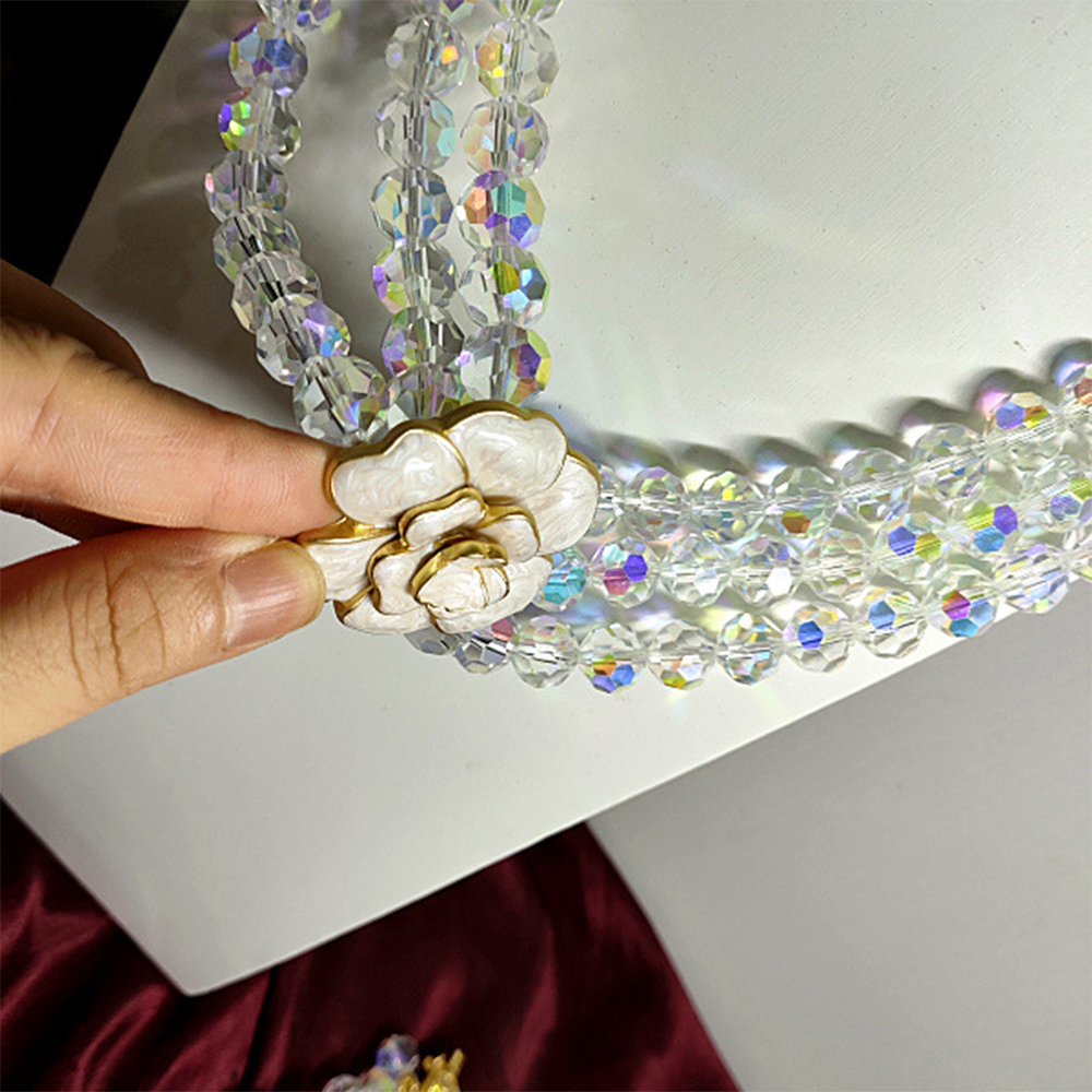 Colar de pingente rosa cristal multi camadas, corrente de suéter vintage, gargantilha feminina, acessórios de joias para meninas