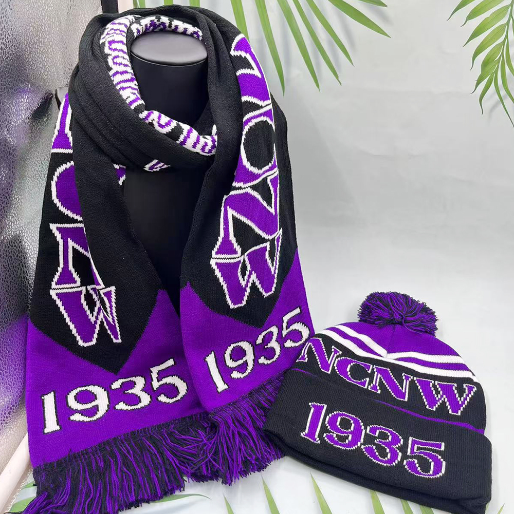2025 Greek University Club Gathering NCNW 1935 Purple Black Scarf Hat Set