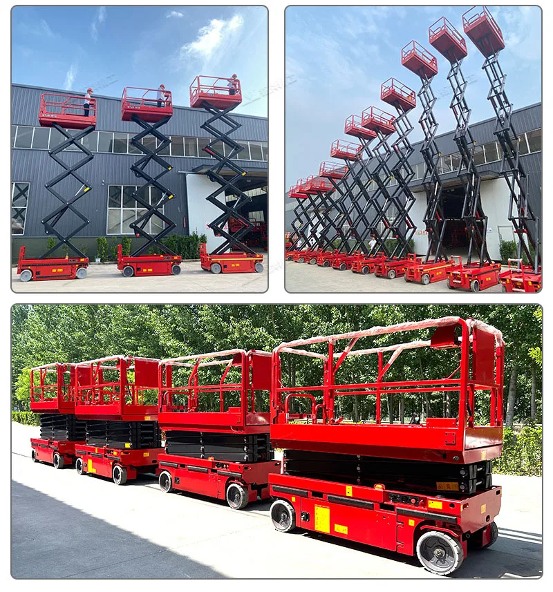 Plataforma de trabajo aéreo, plataforma elevadora de tijera hidráulica autopropulsada de 320kg y 350kg, mesa elevadora de escalera eléctrica