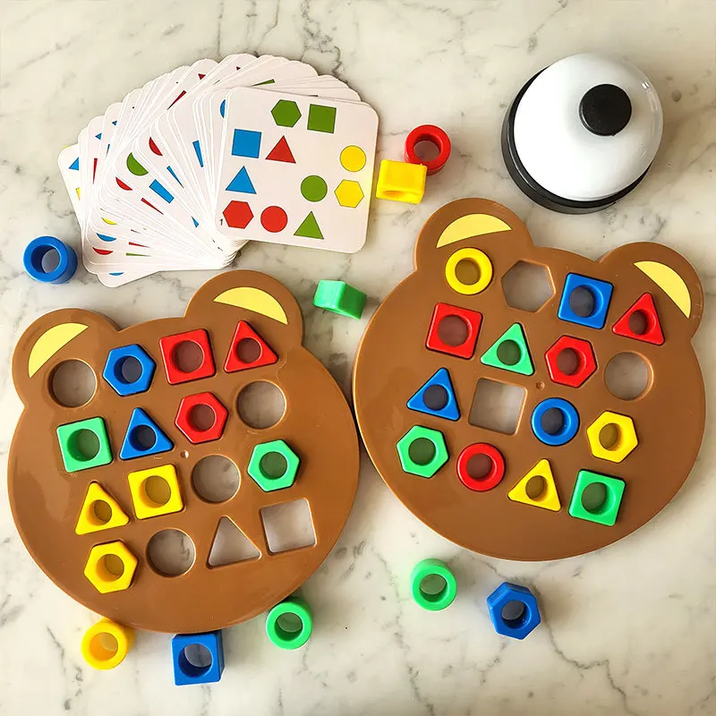 Crianças combinando quebra-cabeça brinquedos cores forma geométrica jigsaw jogos de tabuleiro cedo interação educacional brinquedos para crianças jogos de batalha