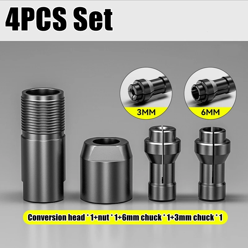 3/6mm Winkelschleifer Modifizierter Adapter zum geraden Schleifspannfutter M10 Gewinde Schleifwerkzeuge für 100-Typ-Winkelschleifer