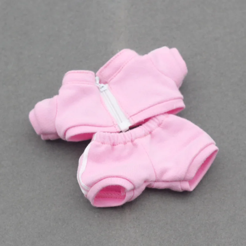 Conjunto de roupas de boneca labubu de 17cm, cor sólida, moletom com capuz e calças, roupa para boneca diy, presente para colecionadores de brinquedos
