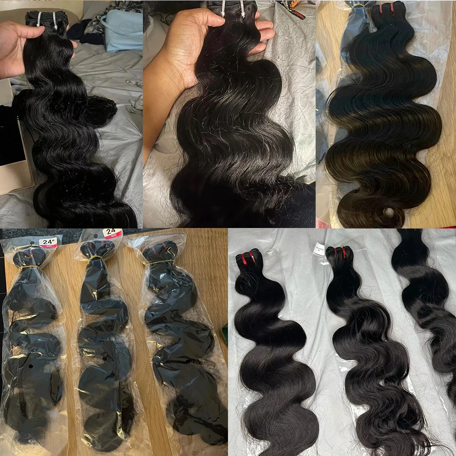 15A Super Double Drawn Virgin Body Wave มนุษย์ผมดิบเวียดนามผมมนุษย์ผมที่ยังไม่ได้ต่อผม