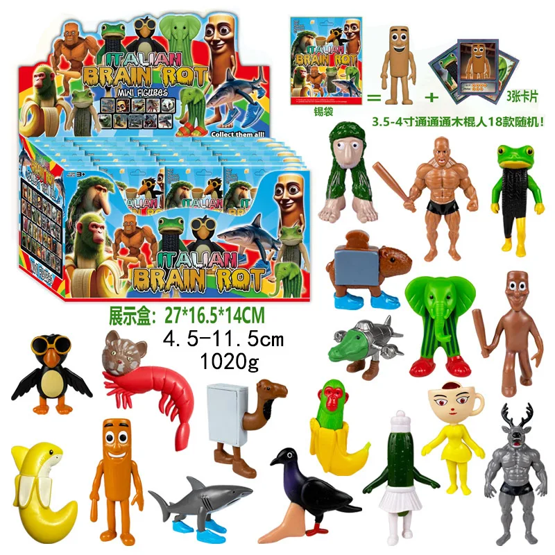 24 pçs italiano brainrot tung sahur figura brinquedo tralalero tralala figuras bombardino crocodilo shimpanzini bananini modelo boneca