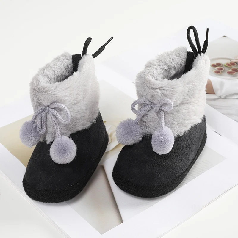 Botas de neve peludas de inverno Baywell – Sapatos de primeiros caminhantes com sola macia para bebês meninas de 0 a 18 meses