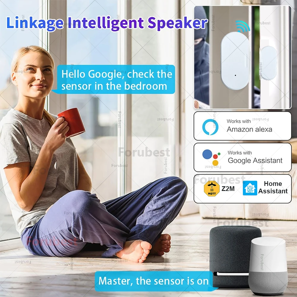 Умный датчик двери и окна ZigBee с обнаружением яркости/вибрации, детектор дверей умного дома, сигнализация открытия/закрытия для Alexa Z2mqtt
