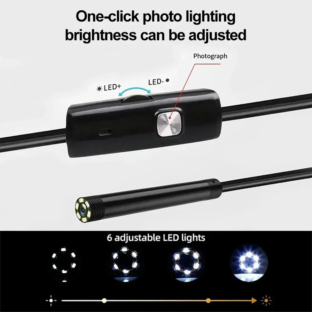 Mini cámara de boroscopio tipo C, cámaras USB de inspección de coche LED impermeables para teléfono y Android, cámara endoscópica de 7mm, Micro USB 3 en 1