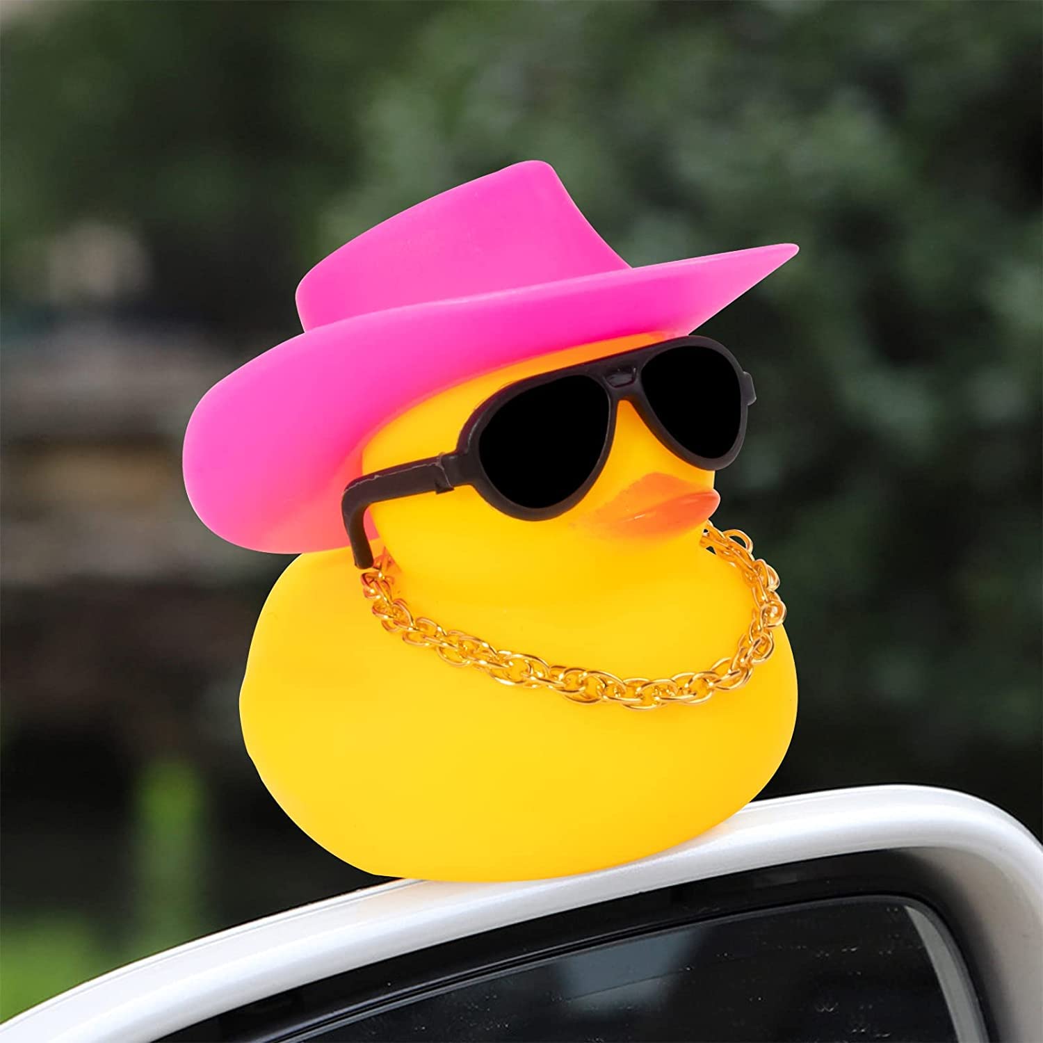 Car Rubber Duck Car Duck Decoration Dashboard Car Ornament for Car Dashboard Decoration Accessories with Mini Flower Hat Swim Ri