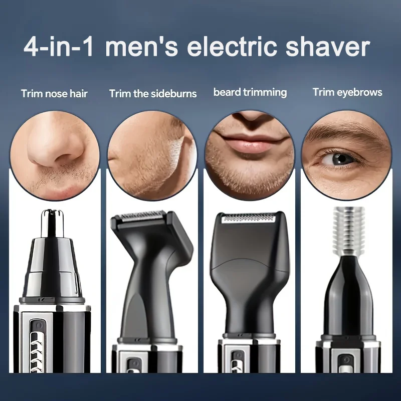 4-in-1-Allzweck-Beauty-Set, schmerzloses Trimmen von Nasenhaaren, Bart, Augenbrauen trimmen und Rasierer in einem, um ein zartes Gesicht zu schaffen