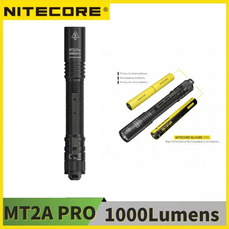 NITECORE MT2A Pro 1000 lúmenes USB-C linterna AA recargable UHi 20 LED incluye batería
