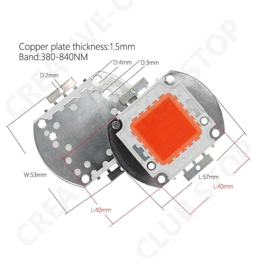 Лампа-бусина для растений, 100-нм, 10/20/30/50/Вт