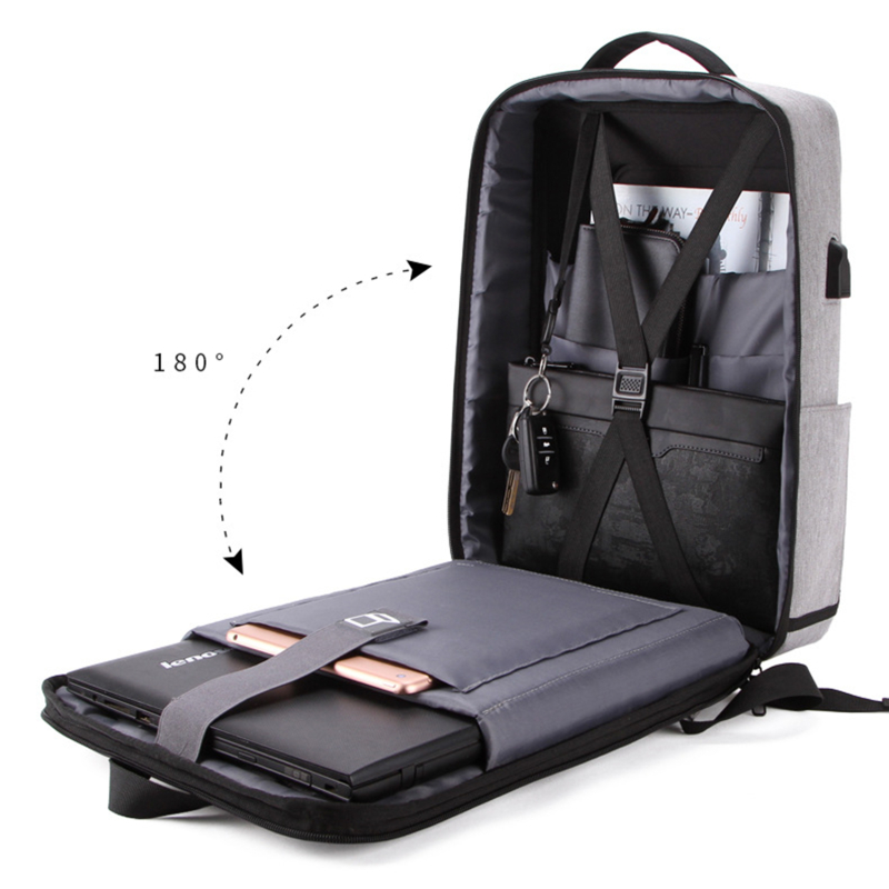 Mochila antirrobo informal para hombre, bolsa de viaje de alta capacidad, carga USB, negocios, ordenador