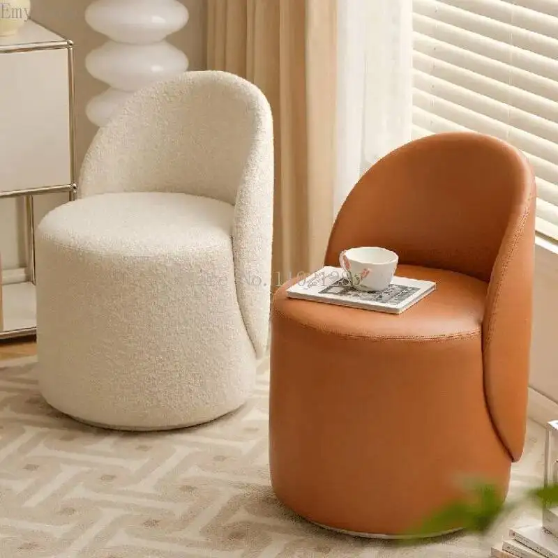 Shoe Changing Stool Dressing Chair Makeup Stool 360°Rotatable Sponge Backrest Comfortable Breathable Living Room Lazy Sofa Chair