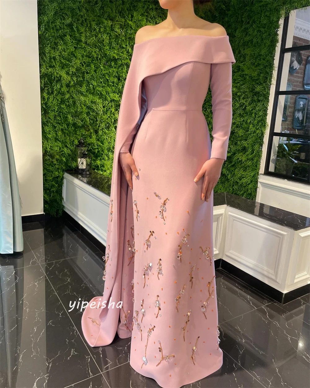 Customized Jiayigong  Yipeisha Simple Modern Style Formal Evening Off The Shoulder A-line Beading s Bespoke Occasion Dresses