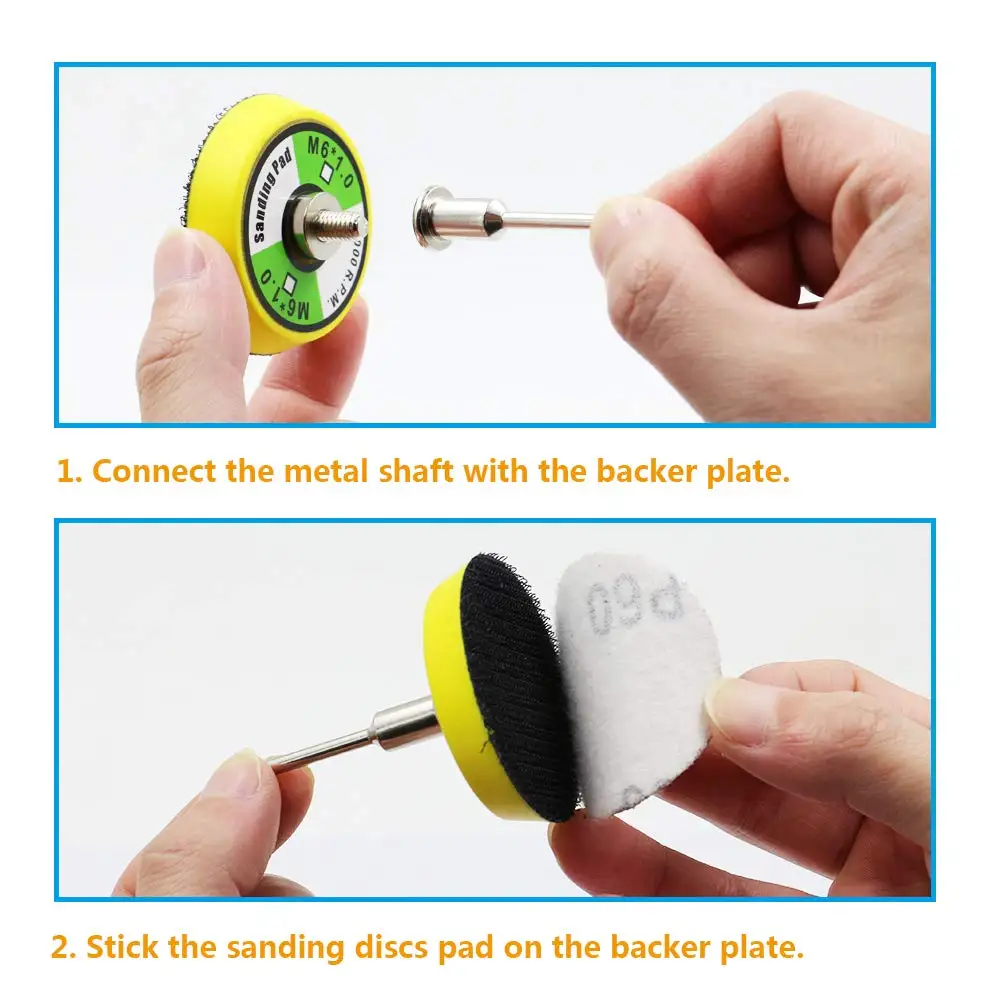 60pcs/Set 2 inch Sanding Discs Pad Kit for Drill Grinder Rotary Tools with Backer Plate Includes 100-2000 Grit Sandpapers Kits A